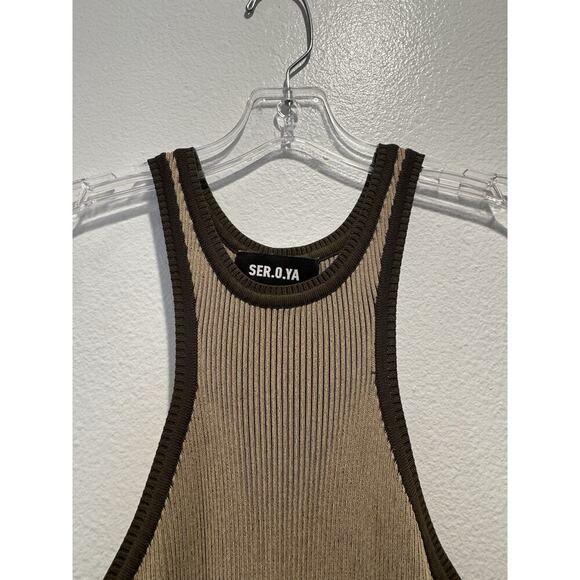 SEROYA Dress Women’s Size Medium Sofie Knit Ribbed Bodycon Slit Sexy - Picture 2 of 11